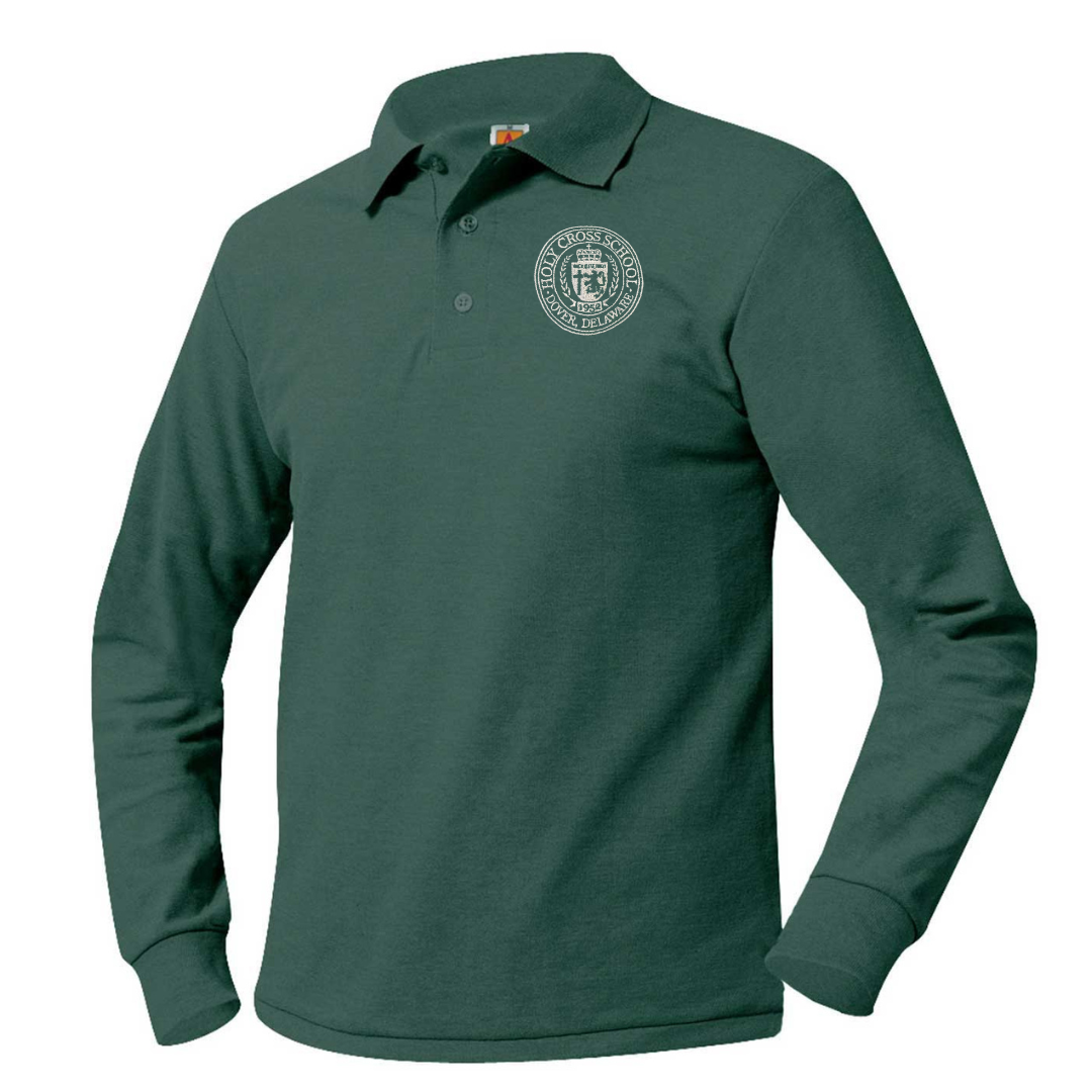 HOLY CROSS LONG SLEEVE POLO W/LOGO (8748HC-DE)