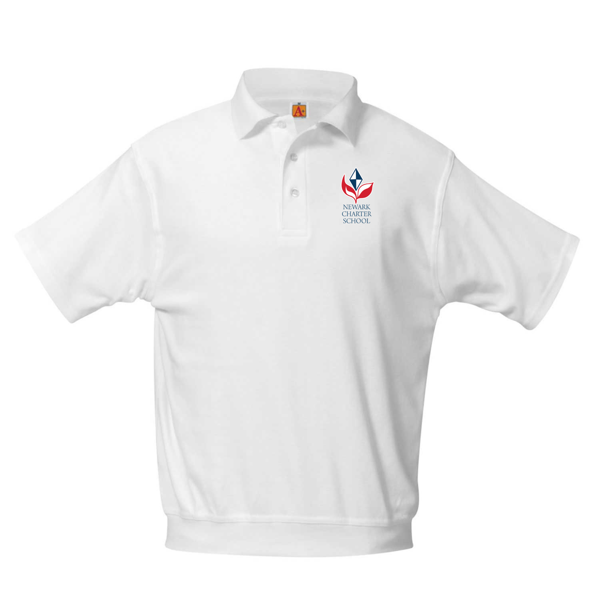 NEWARK CHARTER SCHOOL WHITE SS BANDED POLO (8311NCS-DE)
