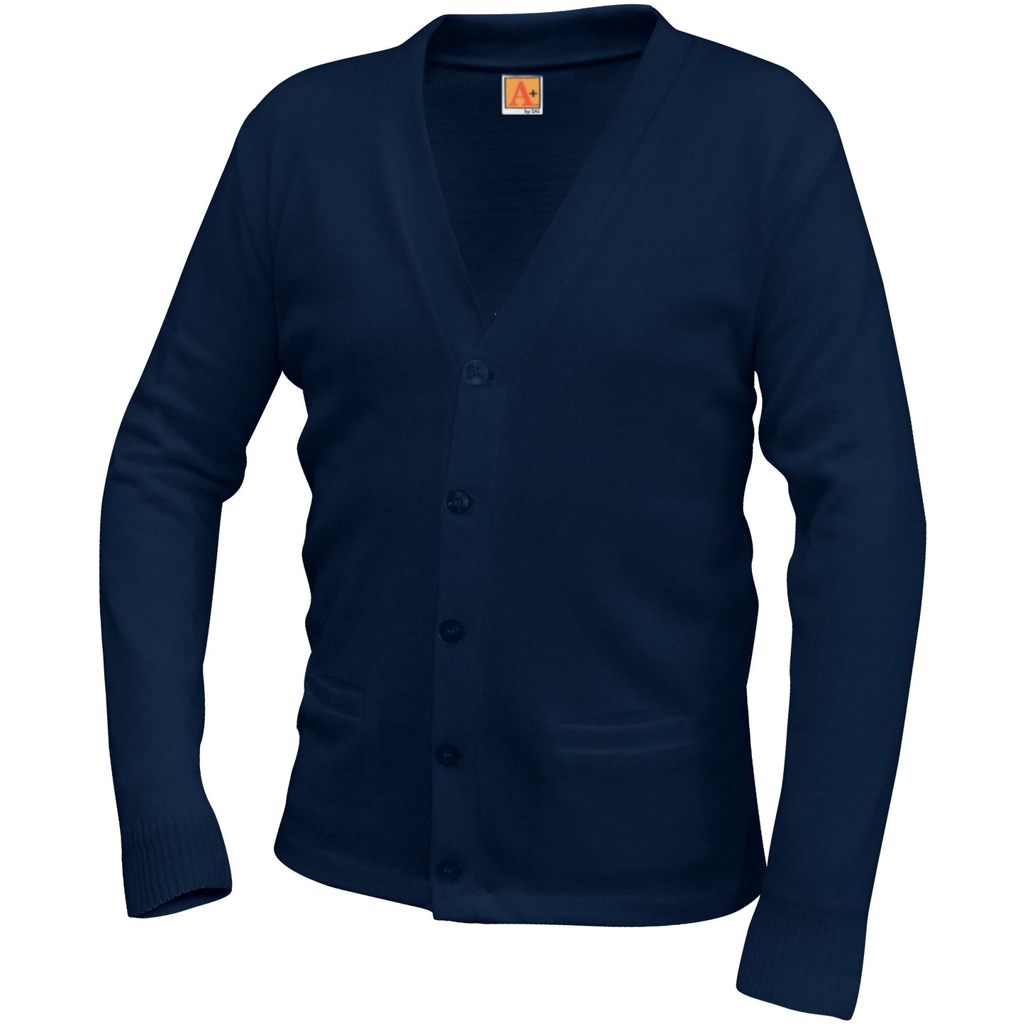 NAVY V-NECK CARDIGAN-PLAIN (6300)