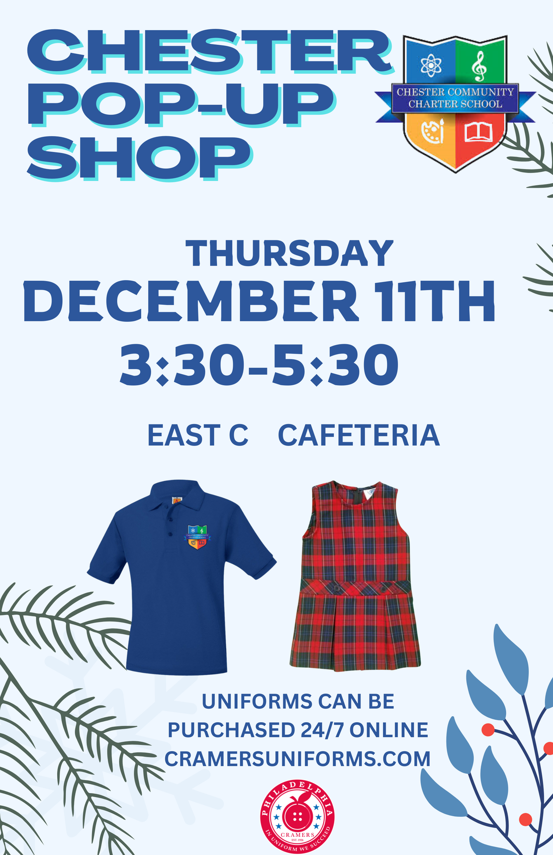 CHESTER POP-UP SHOP DECEMBER 11TH