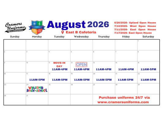 POP UP SHOP-CHESTER SUMMER SCHEDULE-AUGUST