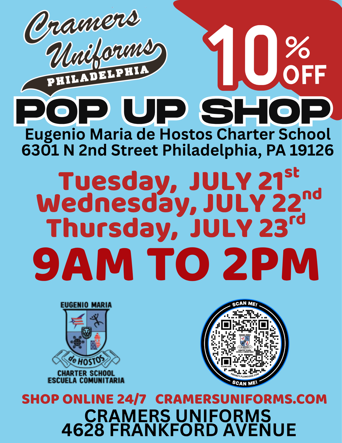 POP UP SHOP-HOSTOS-JULY 21-JULY 23