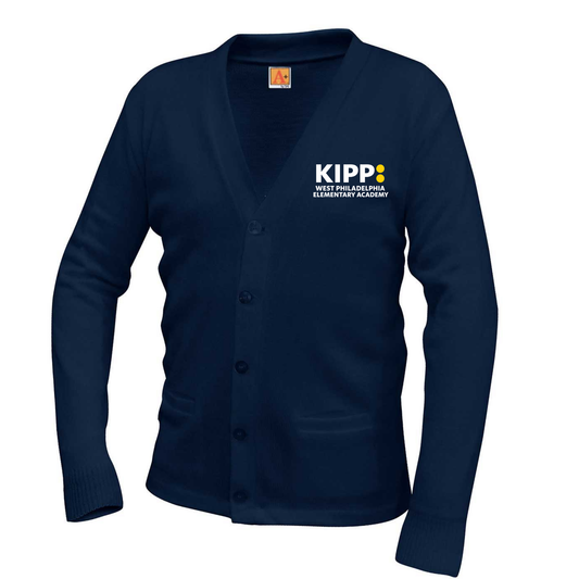 KIPP WEST PHILA. ELEMENTARY V-NECK CARDIGAN W/LOGO (6300KIPP-WPEA)