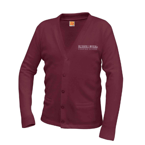 RUSSELL BYERS V-NECK CARDIGAN W/ LOGO (6300RUSS)