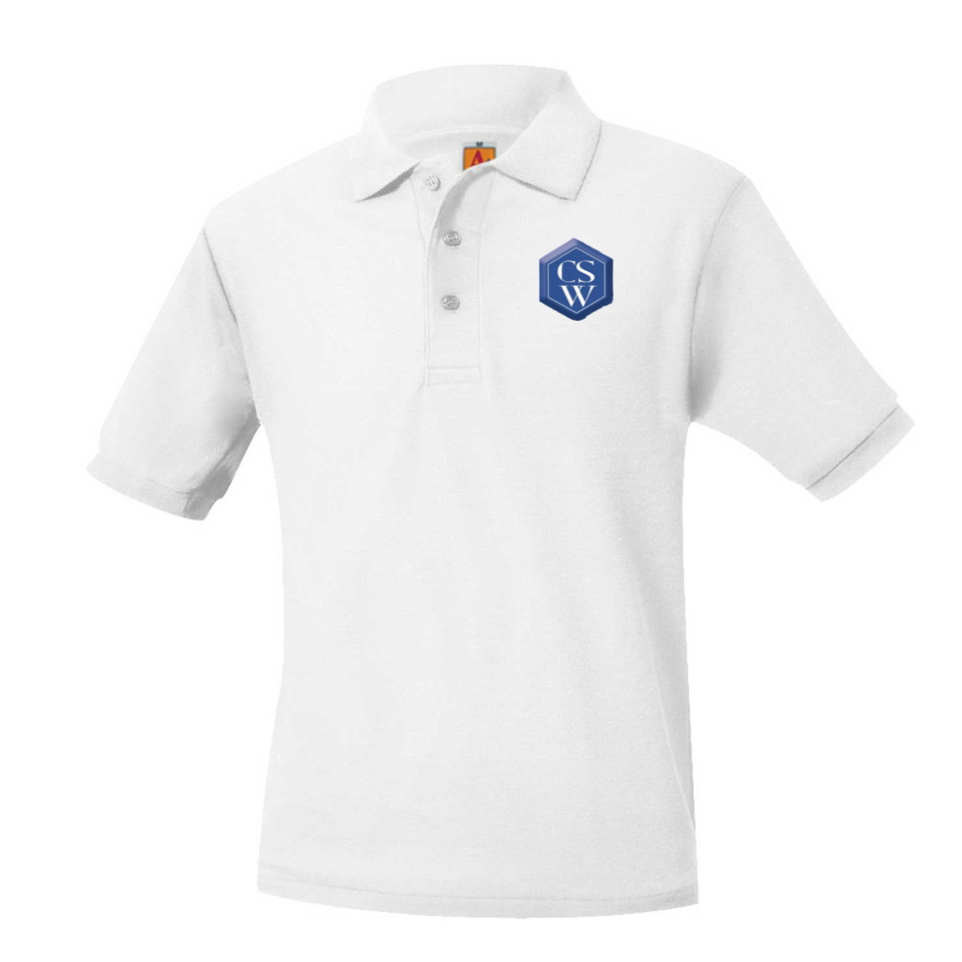 CSW WHITE SS POLO W/LOGO (8747CSW)