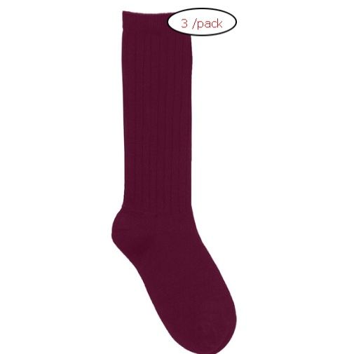 CABLE KNIT KNEE HI-3 PACK (5HF102-BURG-DE)