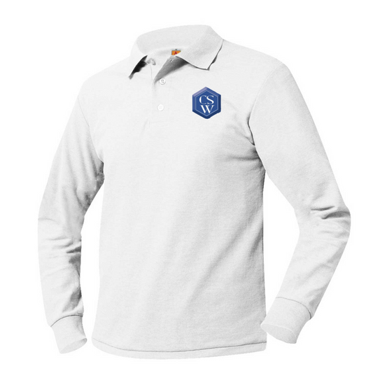CSW WHITE LONG SLEEVE POLO W/LOGO (8748CSW-DE)