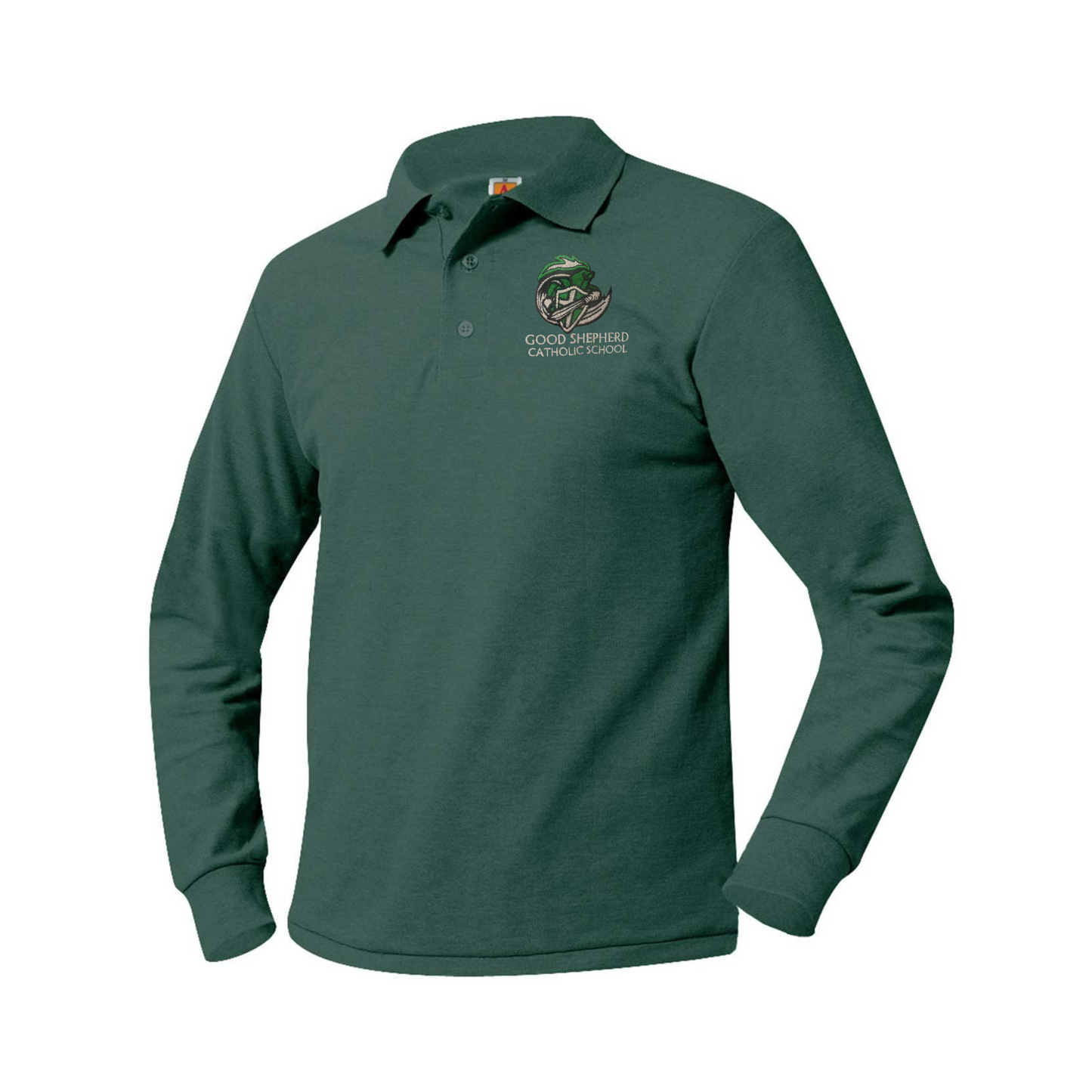 GOOD SHEPHERD LONG SLEEVE POLO W/LOGO (8748GS-DE)