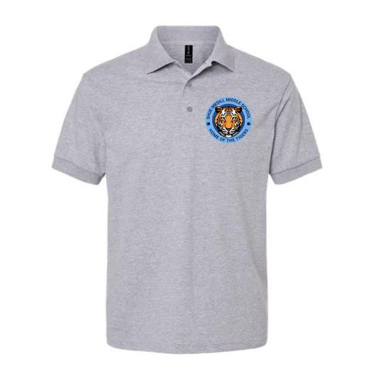 SHUE MEDILL GREY SS POLO W/LOGO (7TH GRADE) (8747SM-DE)