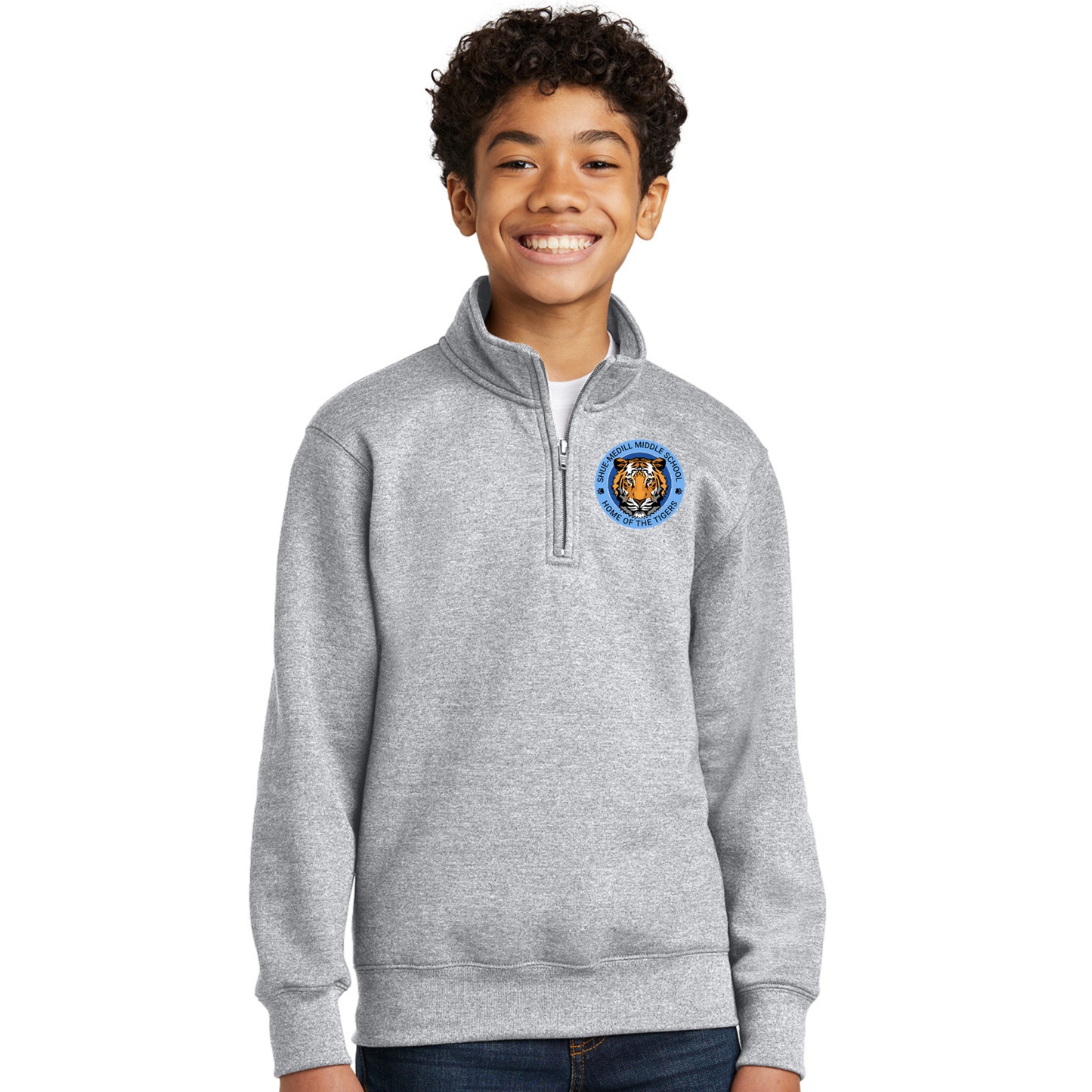 SHUE MEDILL GREY QUARTER ZIP W/LOGO (PC78-SHUE) (7TH GRADE)