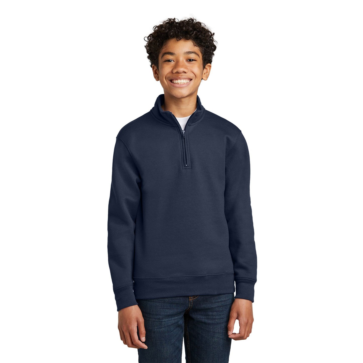 BELMONT MIDDLE NAVY QUARTER ZIP W/LOGO (995BEL-M