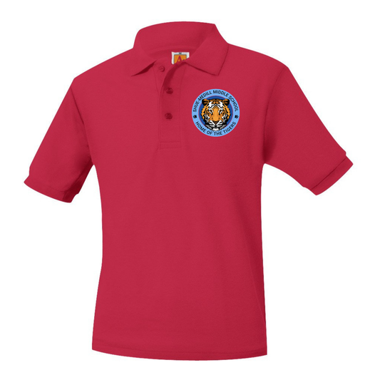 SHUE MEDILL RED SHORT SLEEVE POLO W/LOGO (6TH GRADE) (8747SM-DE)