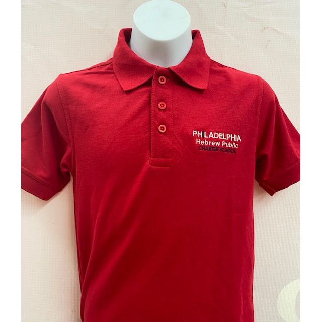 PHILADELPHIA HEBREW RED POLO SHIRT W/LOGO (8747HEB)